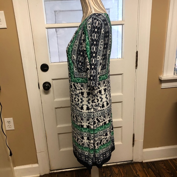 Vince Camuto green/navy print shift dress - Picture 4 of 6